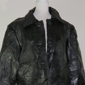 Navarre Leather Co. Women's Black Genuine Lined Leather Jacket Size L (C1658)